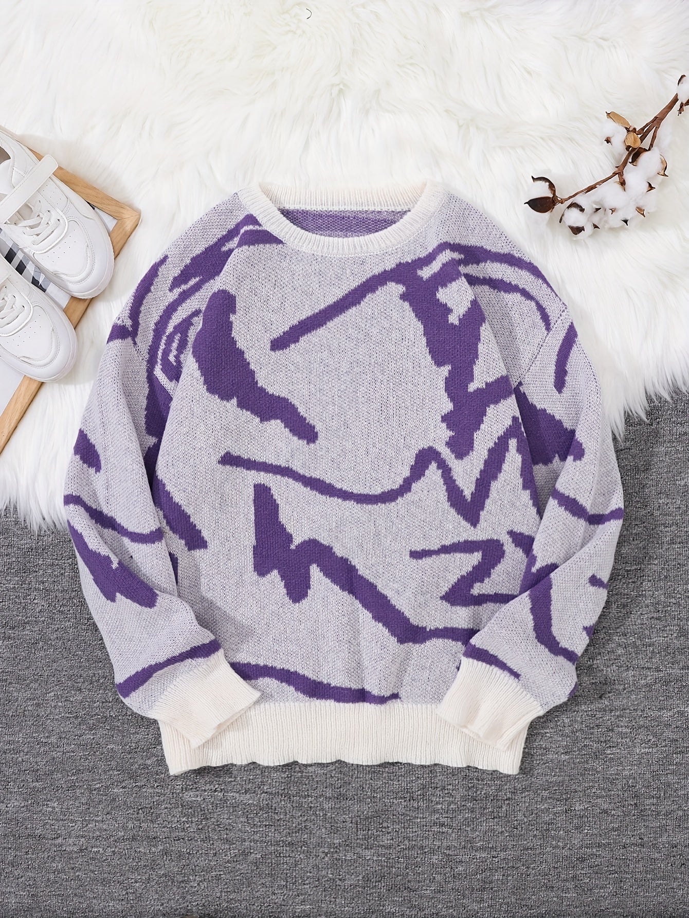 Cozy Winter Knit Sweatshirt with Graphic Design