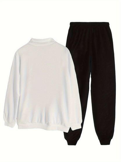 Relaxed Fit Sports Tracksuit Set for Men