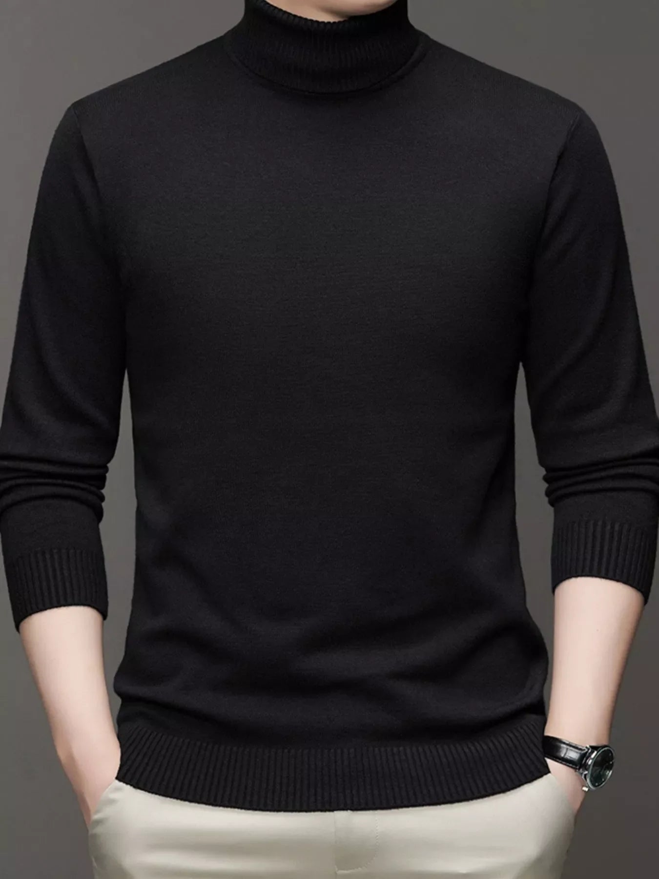 Men's Large Fit Crew Neck Knit Sweater