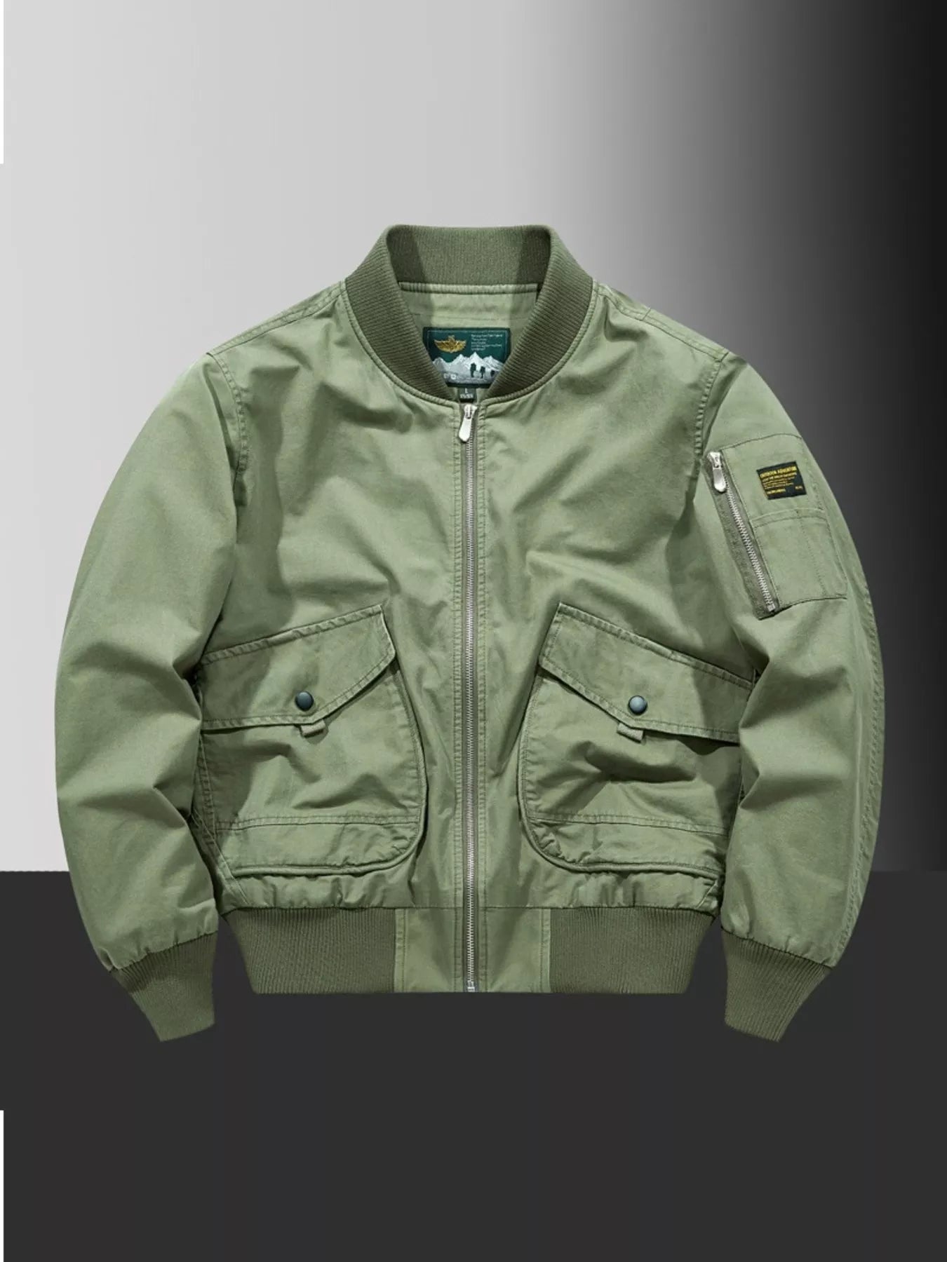Large Size Men's Zipper Bomber Jacket - VogeLuxe