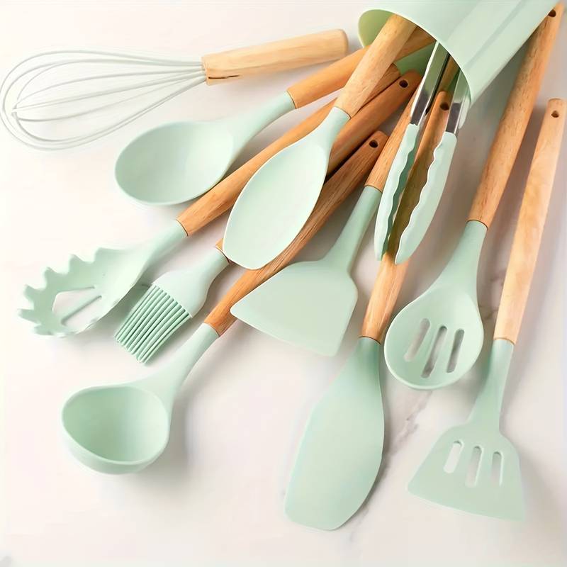Essential 12-Piece Kitchen Tool Set with Silicone and Wood