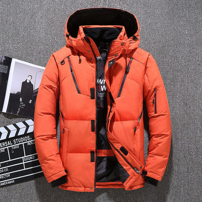 Warm Waterproof Men's Down Hooded Parka Jacket Outdoor Set - BritishElegance