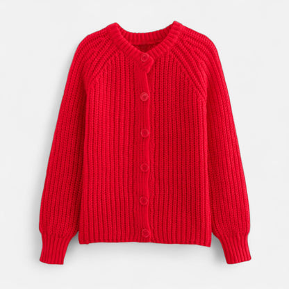 Cozy Womens Classic Crew Neck Knit Cardigan