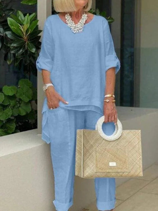 Chic Casual Summer Pants and Top Set - VogeLuxe