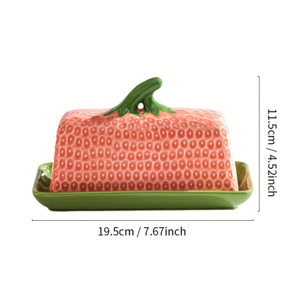 Colorful Strawberry Ceramic Butter Container