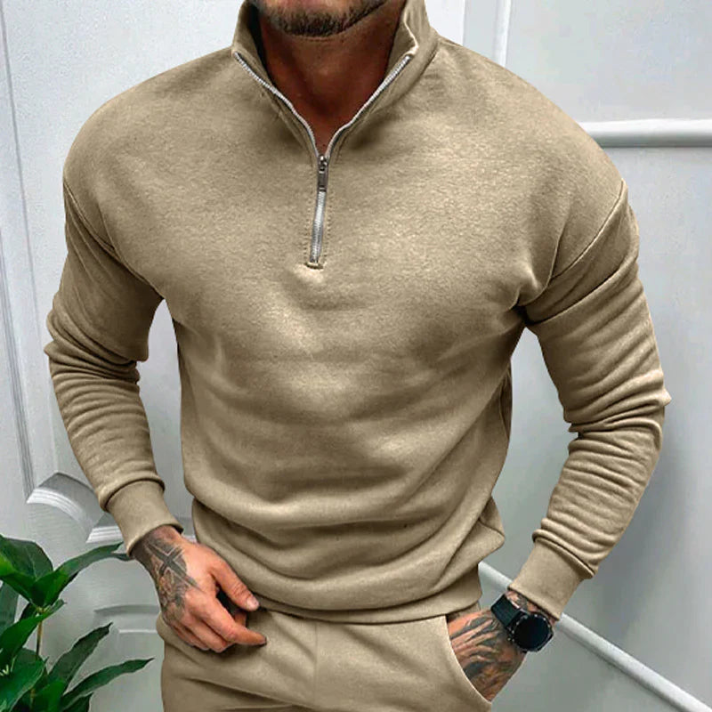 Warm Men's Zip Up Long Sleeve Winter Sweater