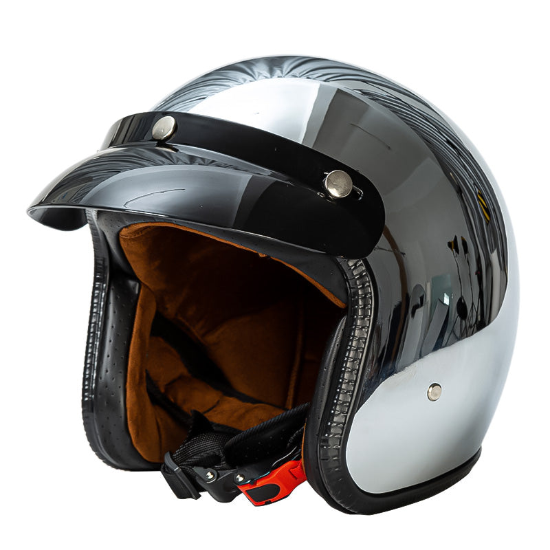 Classic Silver Motorcycle Half Face Helmet