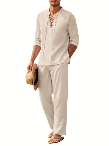 Casual Button Down Shirt and Comfortable Pants Suit