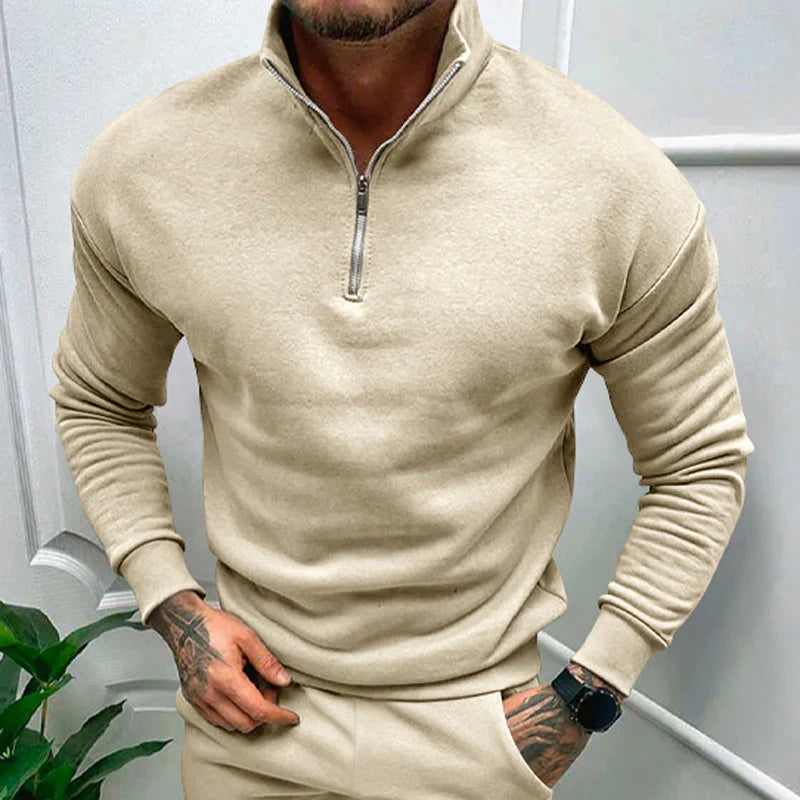 Warm Men's Zip Up Long Sleeve Winter Sweater
