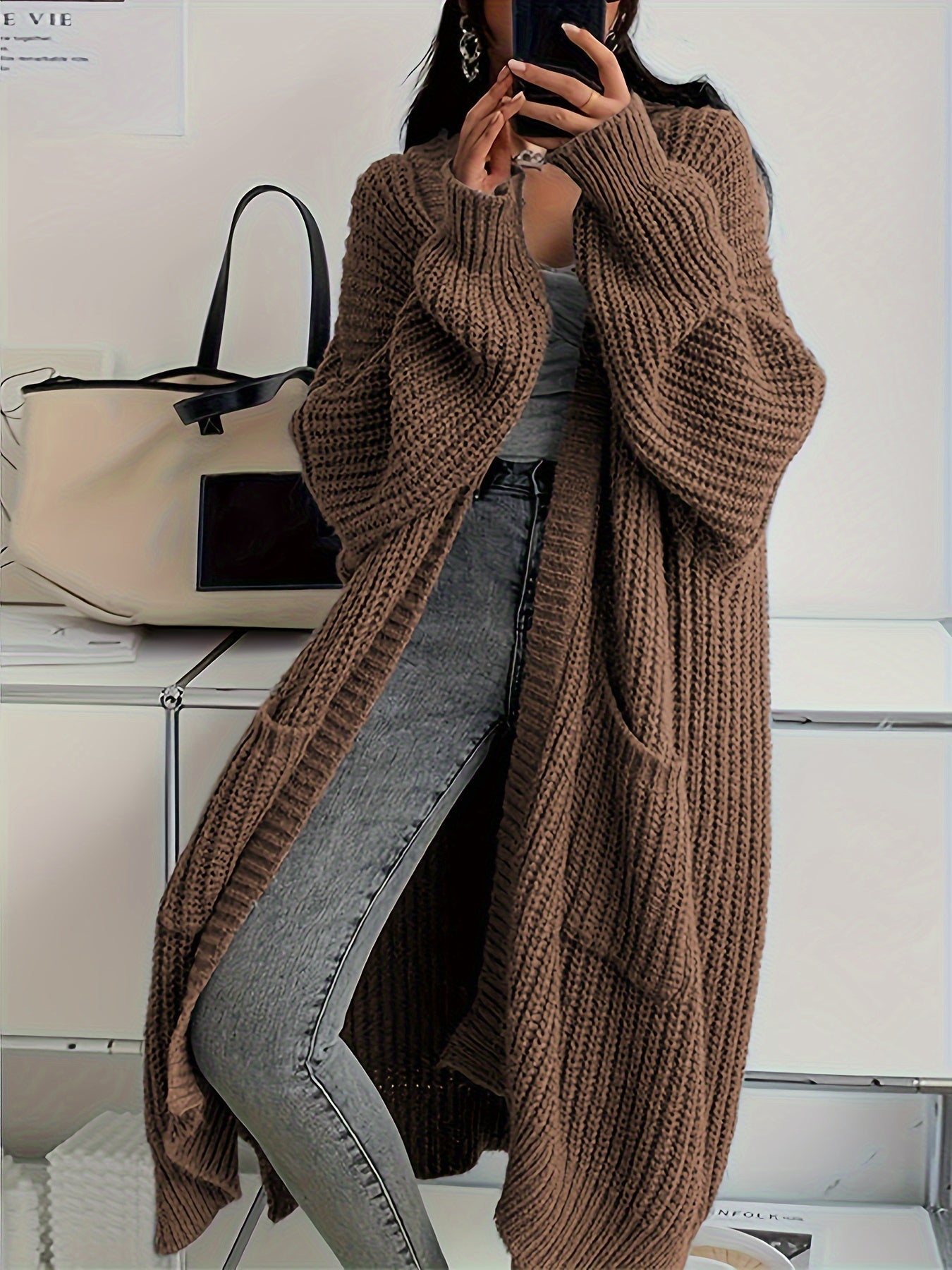 Cozy Oversized Pocket Women's Wool Cardigan Sweater