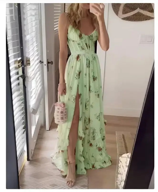 Beautiful Flower Long Evening Gown for Women