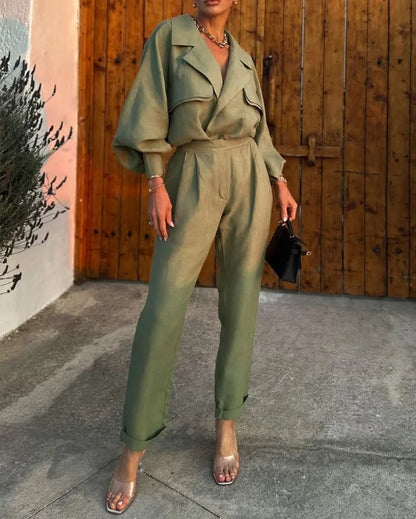Relaxed Fit Ladies Two Piece Suit for Summer Wear