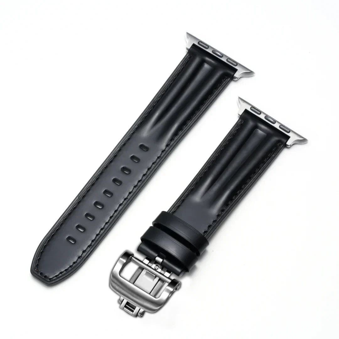 Premium Leather Apple Watch Band With Silver Buckle