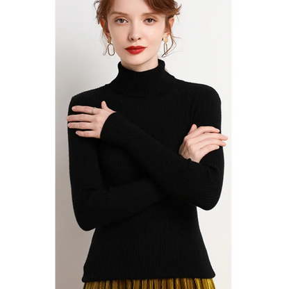 Women's Fitted Crew Neck Warm Knit Sweater