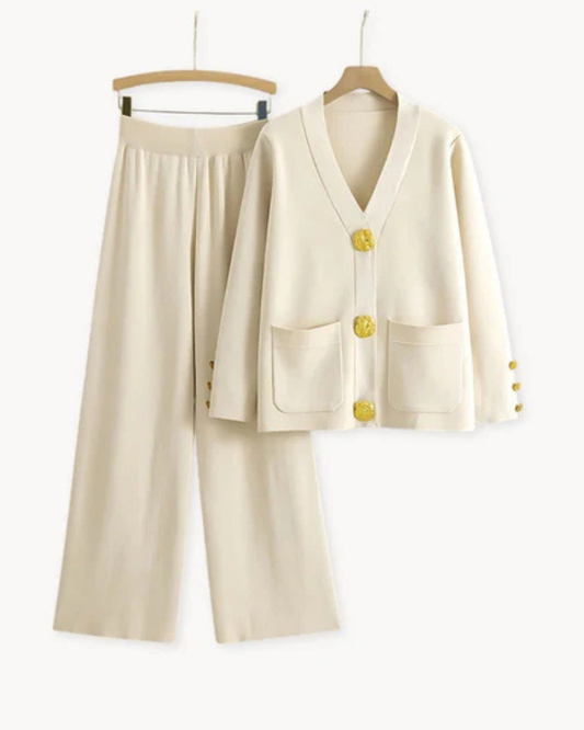 Classic Long Sleeve Top And Palazzo Pants Set - VogeLuxe