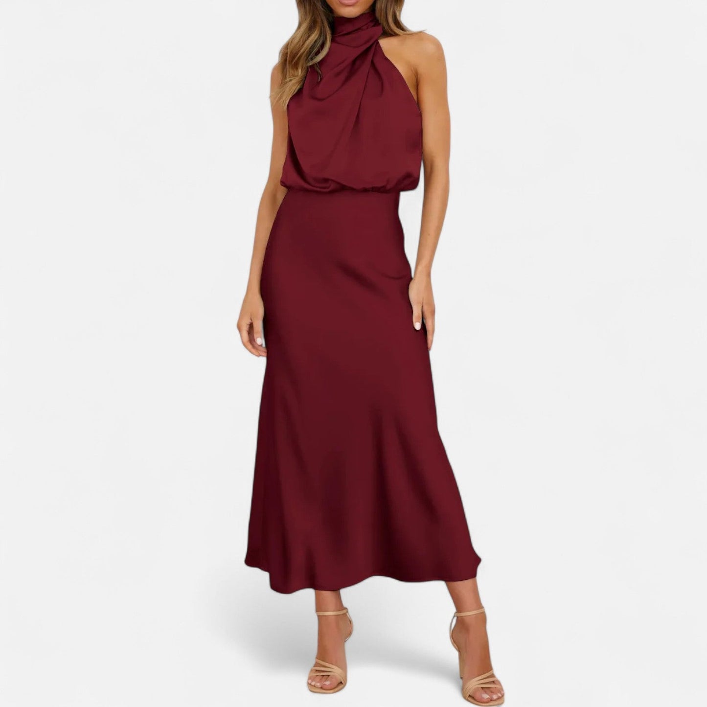 Elegant Satin Sleeveless Maxi Dress for Women