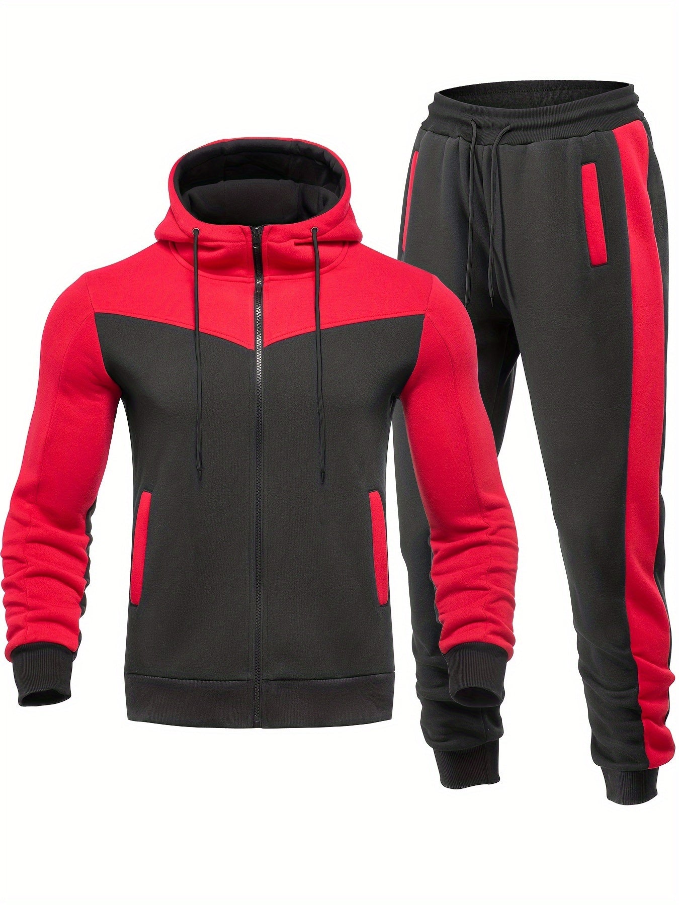 Relaxed Fit Sports Suit for Men with Zip Jacket and Trousers