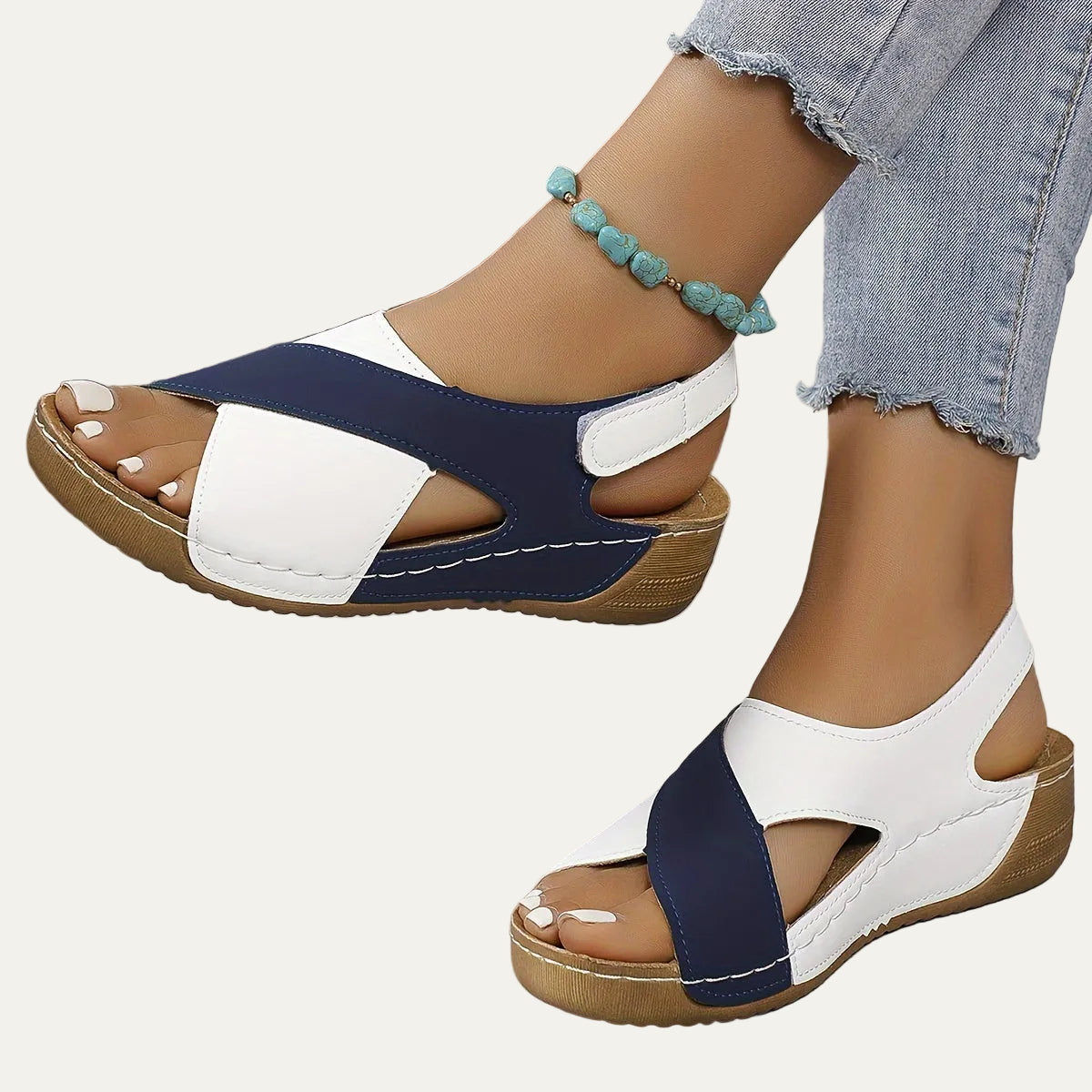 VogeLuxe | Women’s Low Wedge Sandal with Criss Cross Toe Design