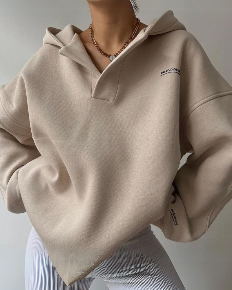 Comfortable Women's Oversized Hooded Sweatshirt with Graphic Print
