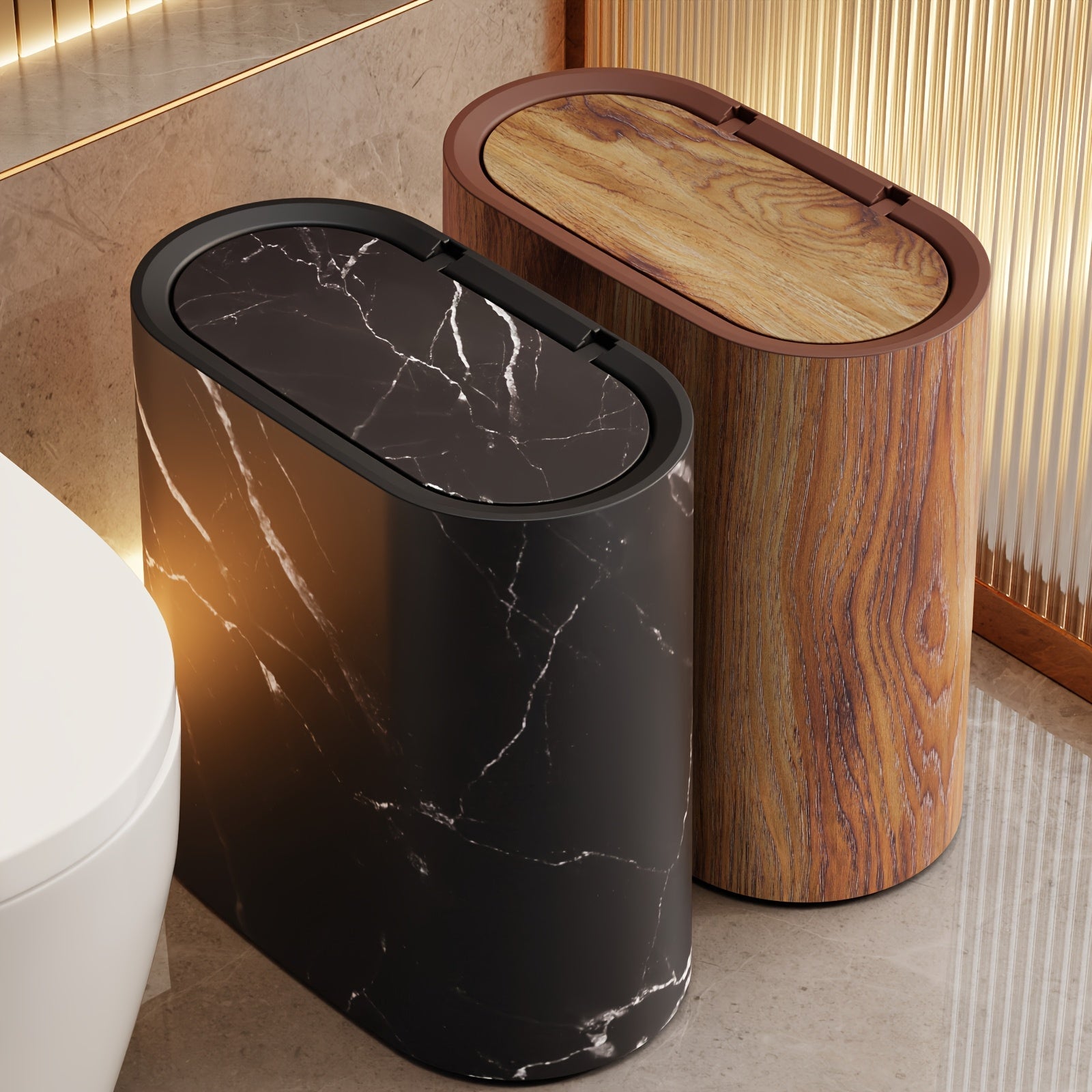 Luxury Stone Effect Waste Bin with Lid - VogeLuxe
