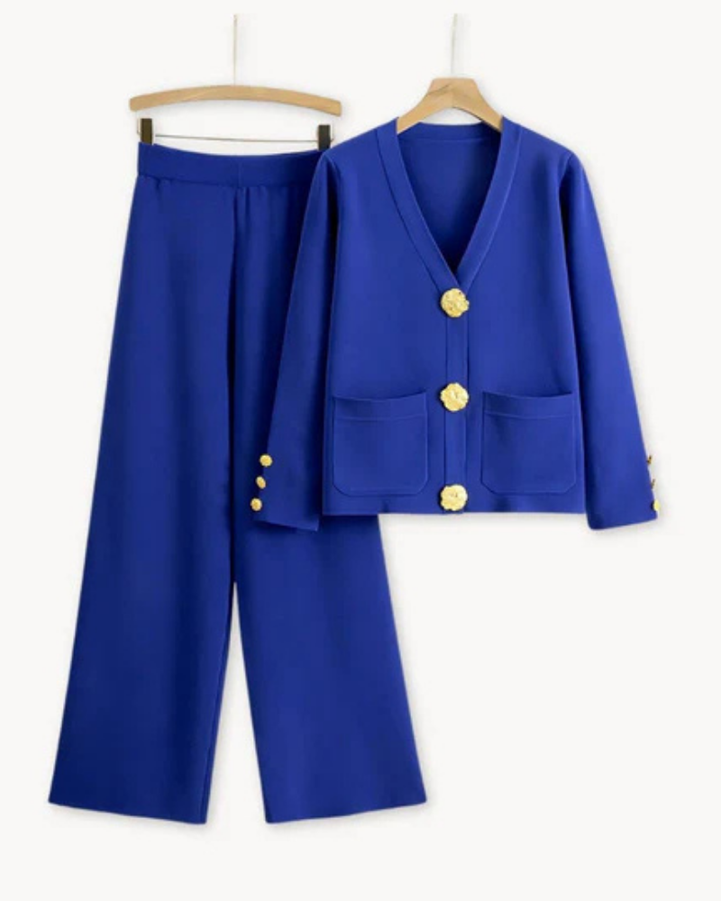 Classic Long Sleeve Top And Palazzo Pants Set