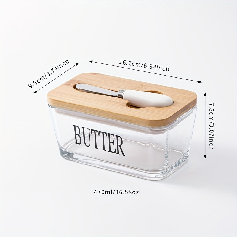 Clear Glass Butter Container with Wooden Lid