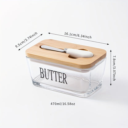 Clear Glass Butter Container with Wooden Lid