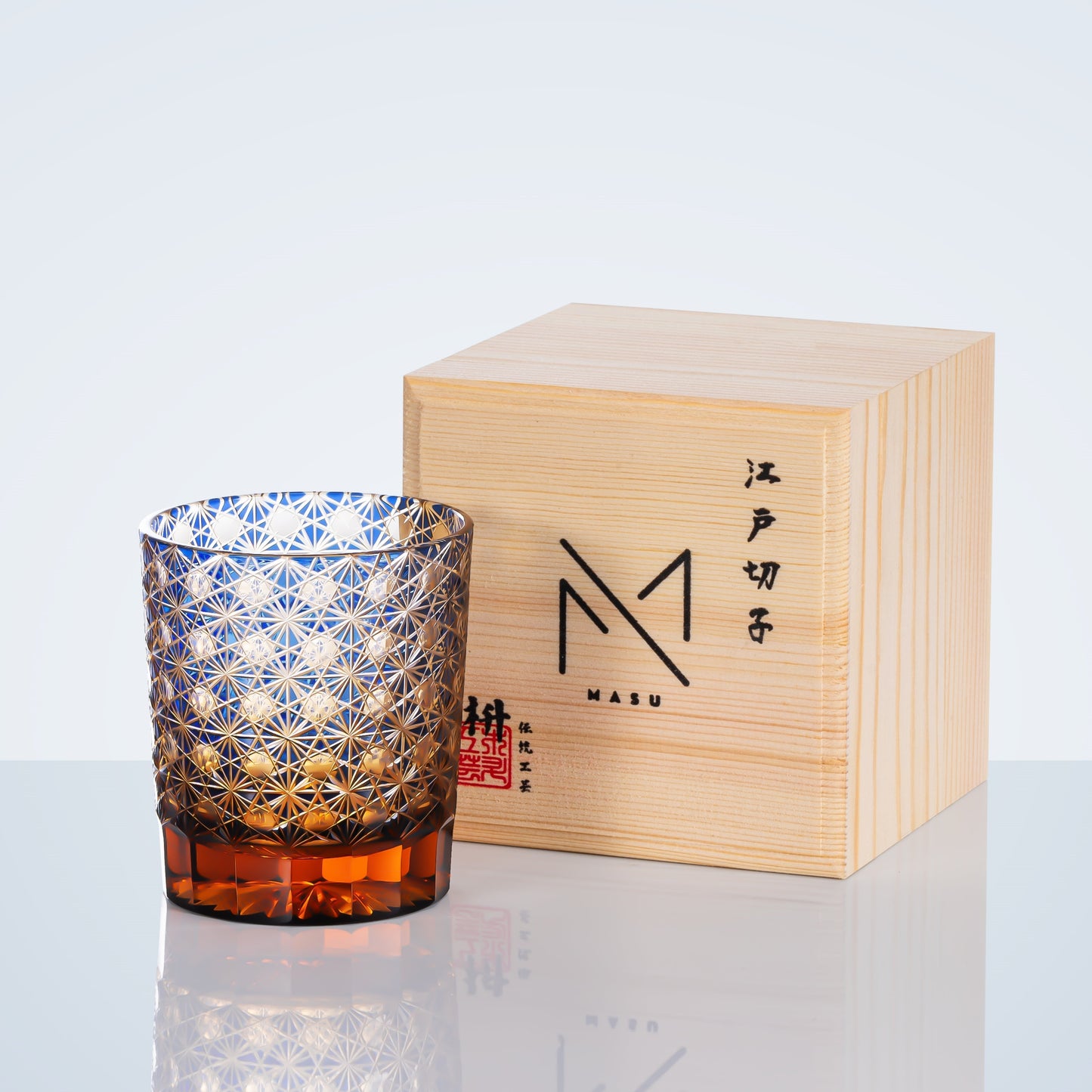 Luxury Cut Crystal Whisky Glasses Set in Wooden Box