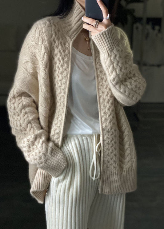 Cozy Women's Cable Knit Zip Cardigan Sweater - VogeLuxe