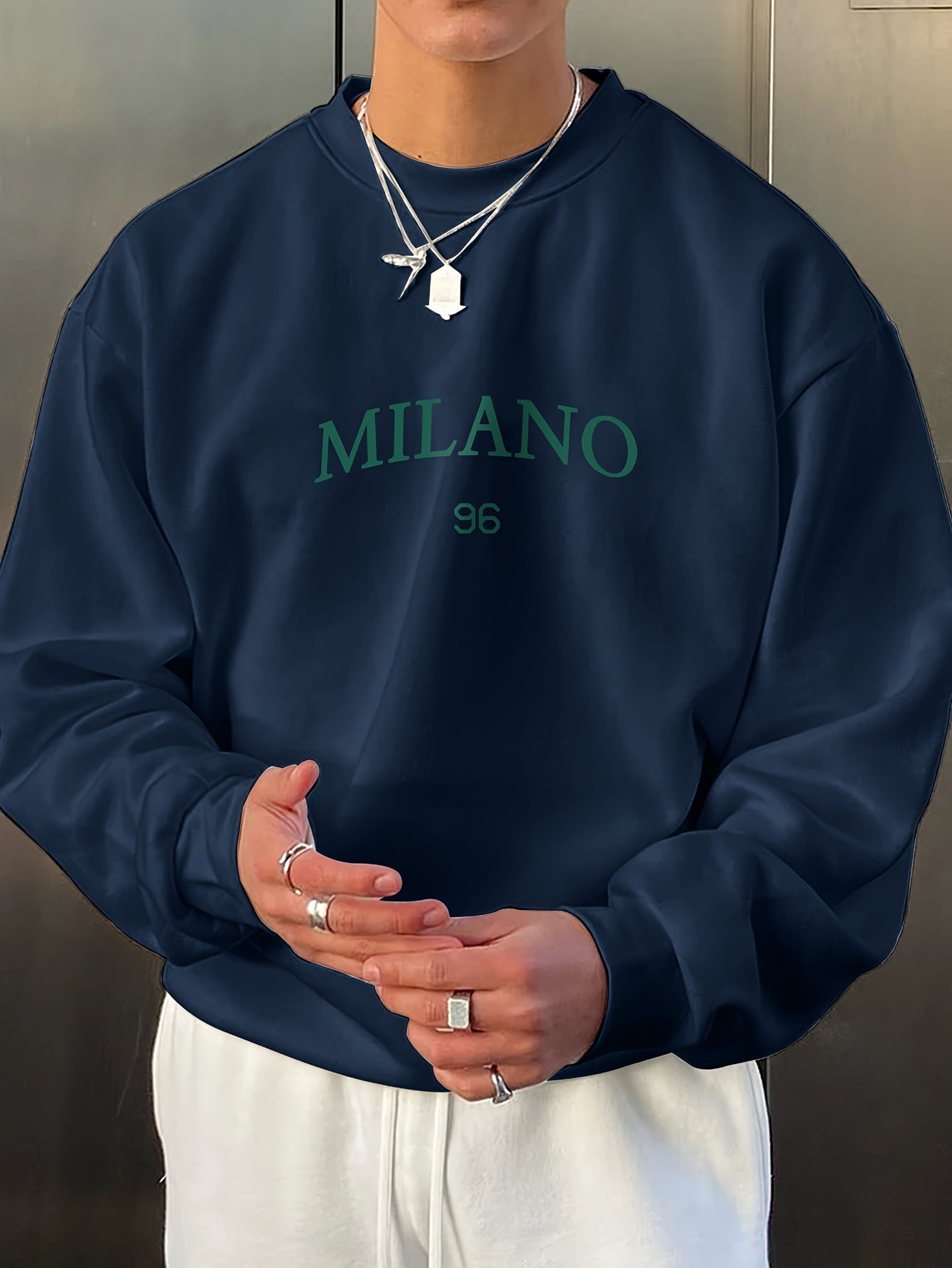 Relaxed Fit Mens Sweatshirt Milano Graphic Top
