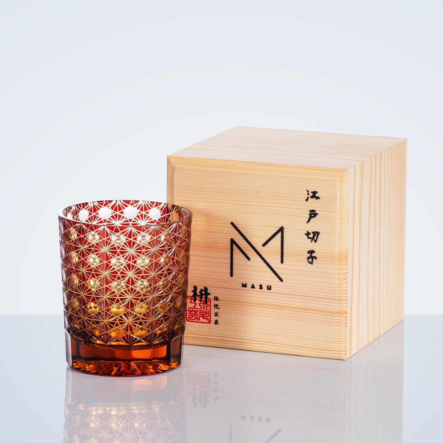 Luxury Cut Crystal Whisky Glasses Set in Wooden Box