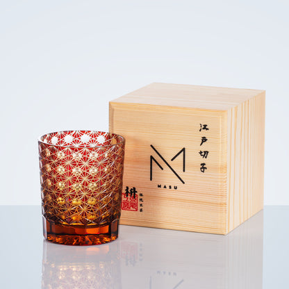 Luxury Cut Crystal Whisky Glasses Set in Wooden Box