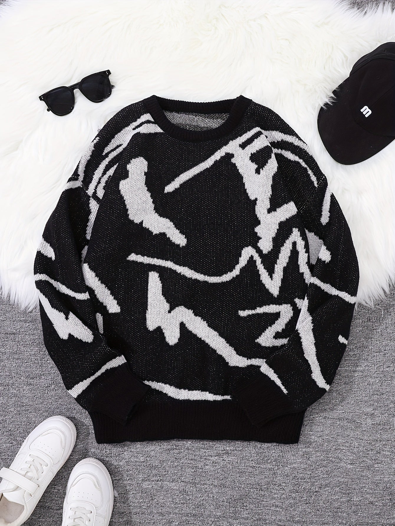 Cozy Winter Knit Sweatshirt with Graphic Design