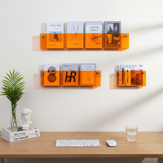Clear Wall Mount Magazine Rack Shelf - VogeLuxe