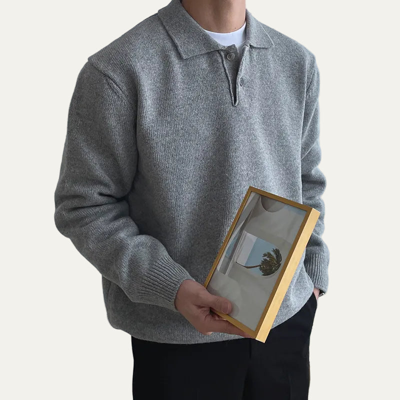 VogeLuxe | Men’s Oversized Knit Polo Sweater