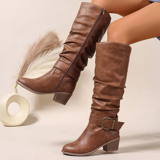 Comfortable Low Block Heel Ankle Boots - VogeLuxe