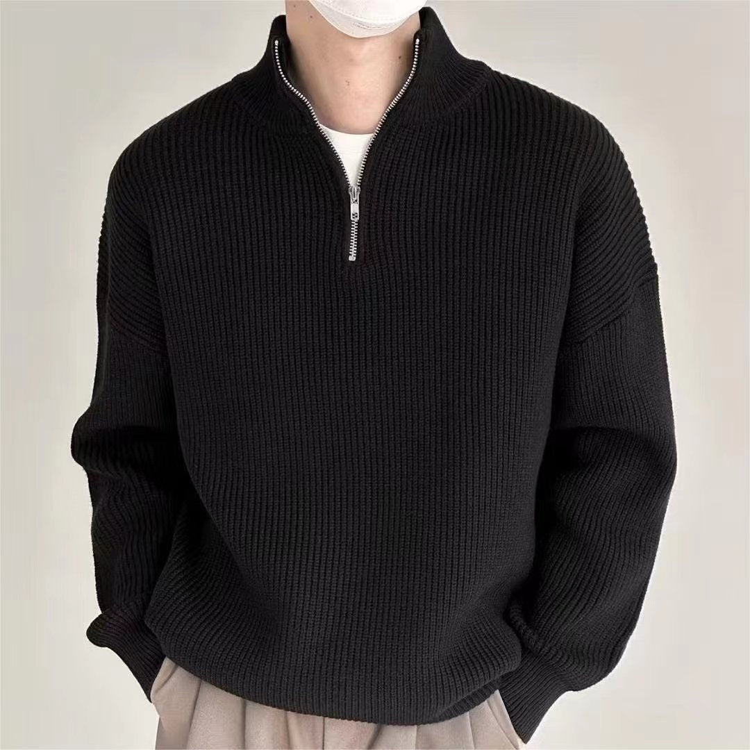 Men's Soft Quarter Zip Knitted Crew Sweater
