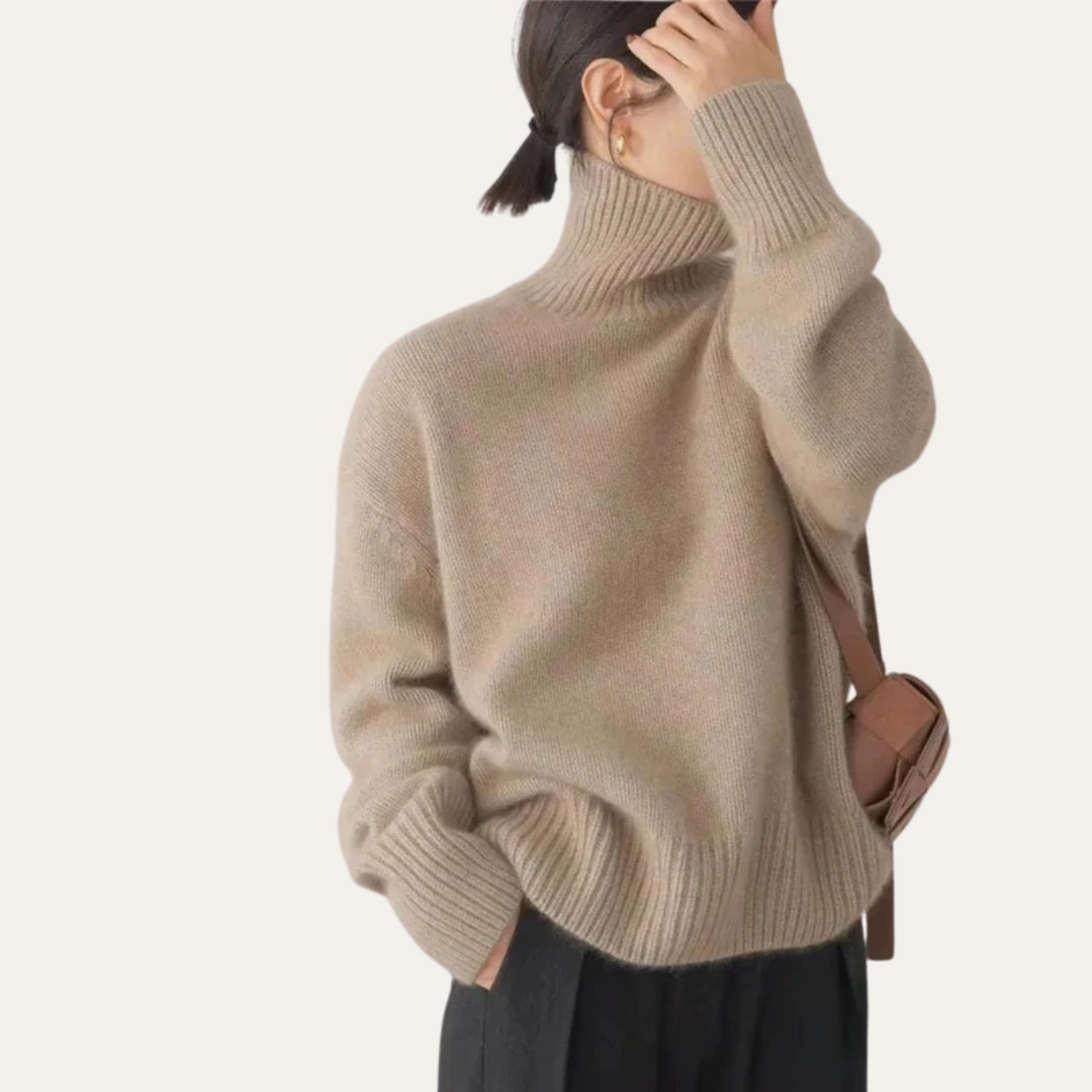 VogeLuxe | Women’s Oversized Ribbed Turtleneck Knit Sweater