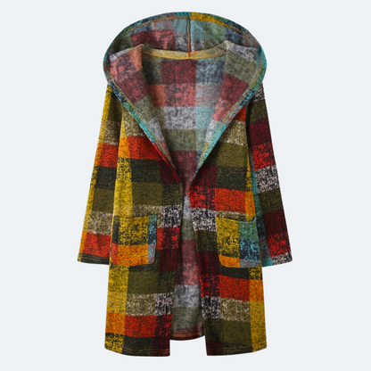 Warm Cozy Plaid Hooded Cardigan for Women
