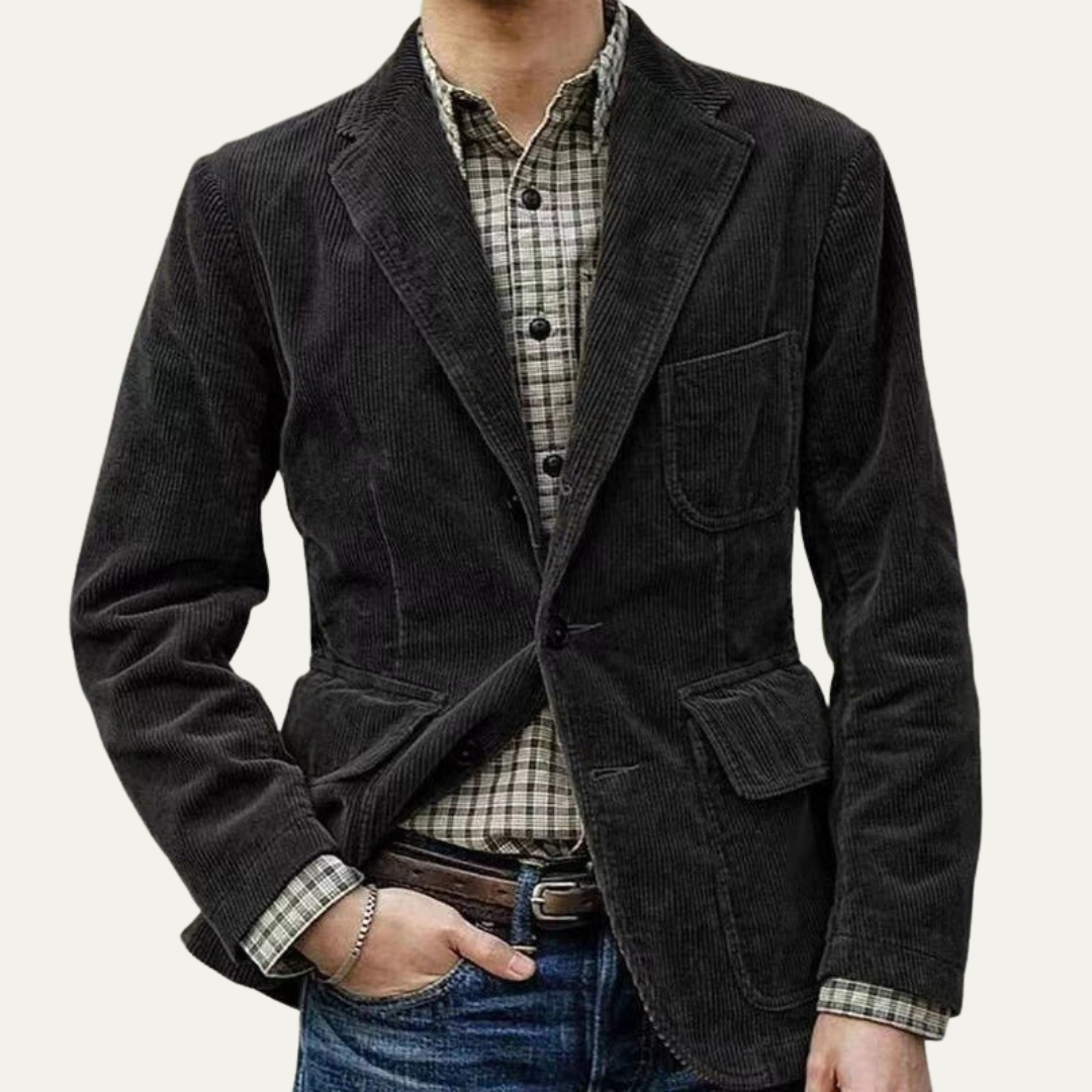 VogeLuxe | Men’s Tailored Corduroy Two Button Blazer