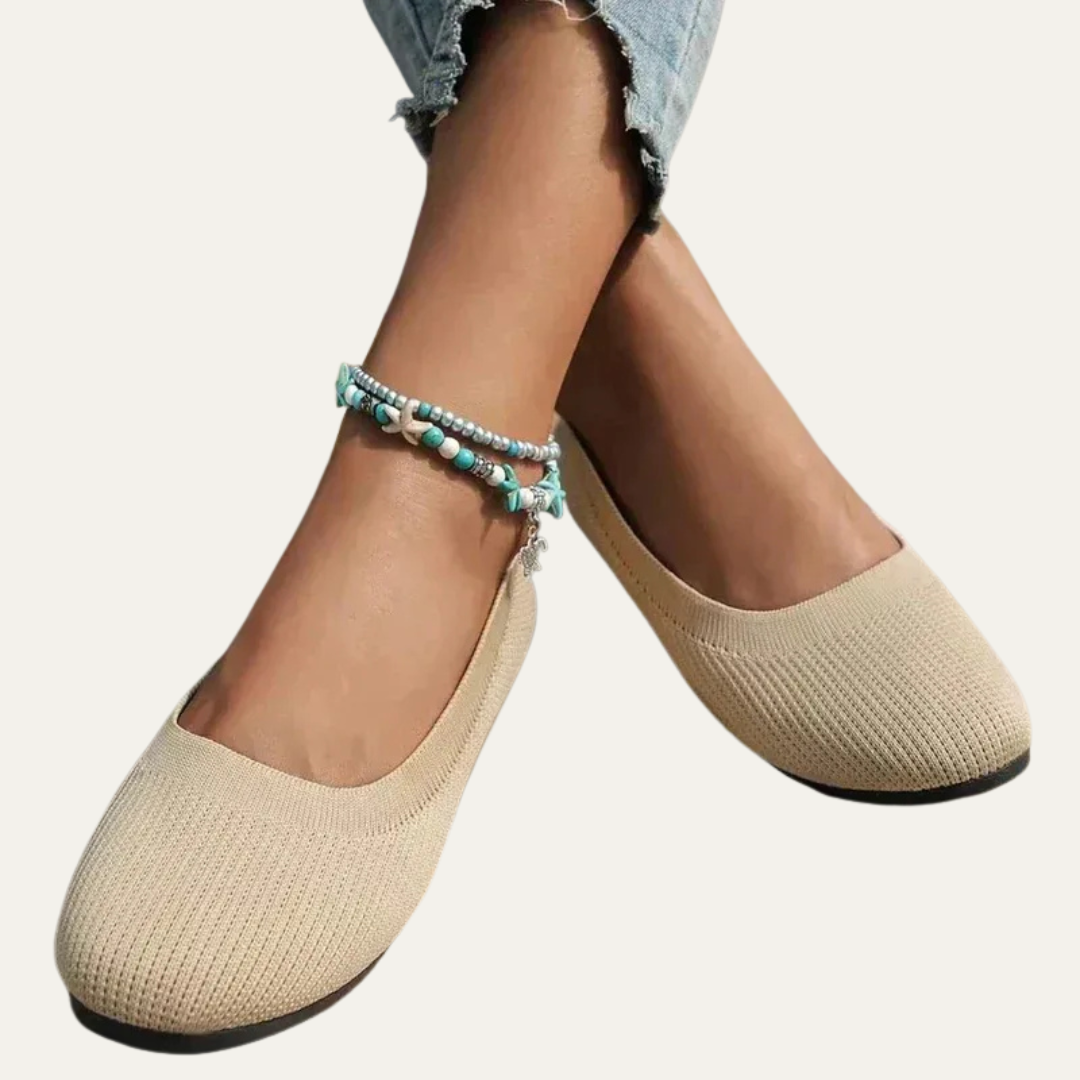 VogeLuxe | Women’s Breathable Knit Ballet Flats with Cushioned Insole