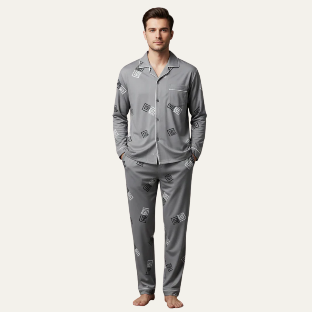 VogeLuxe | Men’s Window Pane Pattern Pajama Set