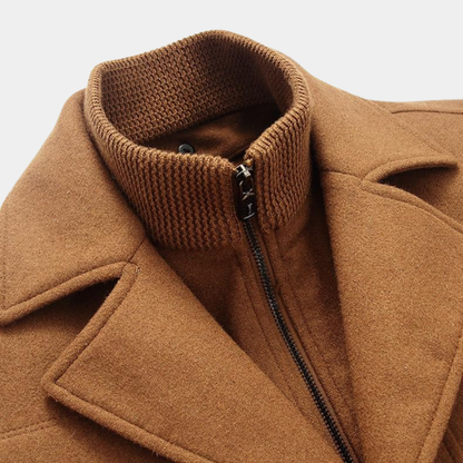 VogeLuxe | Men’s Wool Blend Car Coat with Quilted Zip Lining