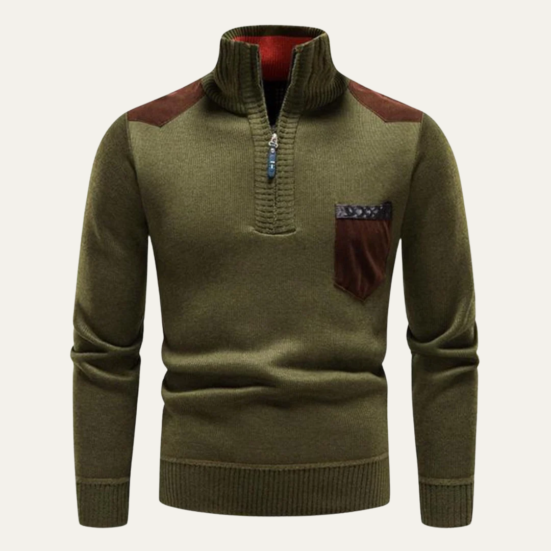 VogeLuxe | Men’s Utility Quarter Zip Sweater