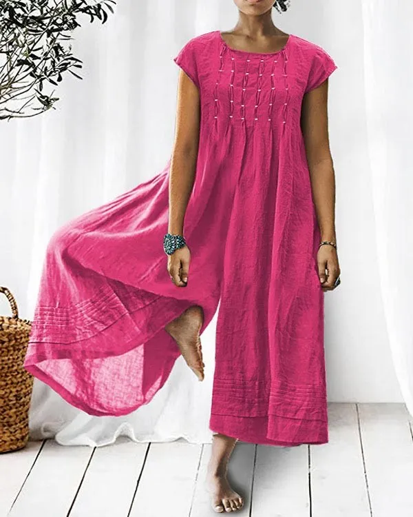 Women's Chic Loose Fit Pink Jumpsuit - VogeLuxe