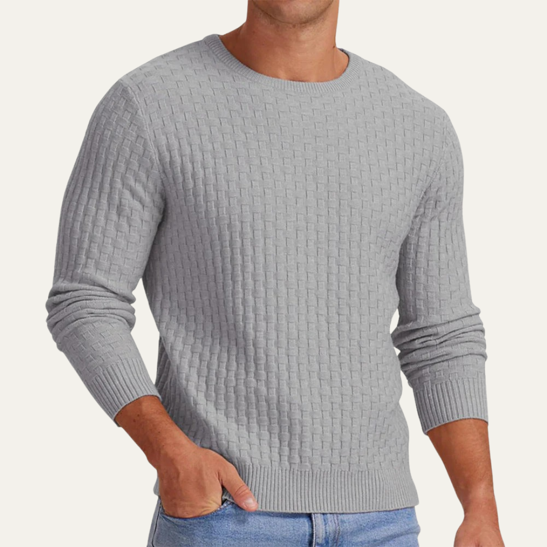 VogeLuxe | Men’s Textured Basket Weave Crew Neck Sweater
