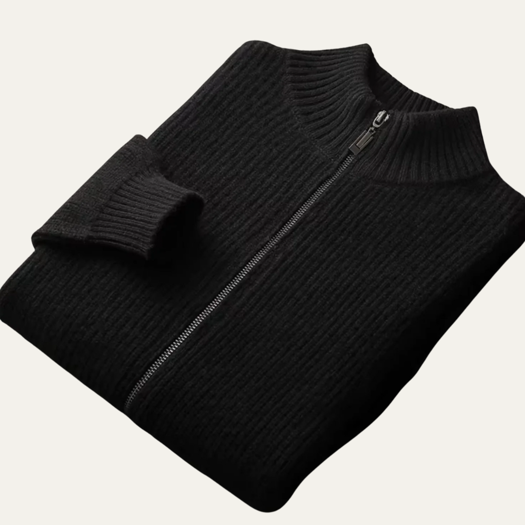 VogeLuxe | Men’s Ribbed Full-Zip Cardigan