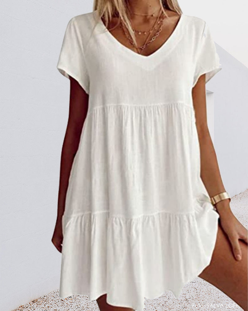 Lightweight Short Sleeve Women's Sundress - VogeLuxe