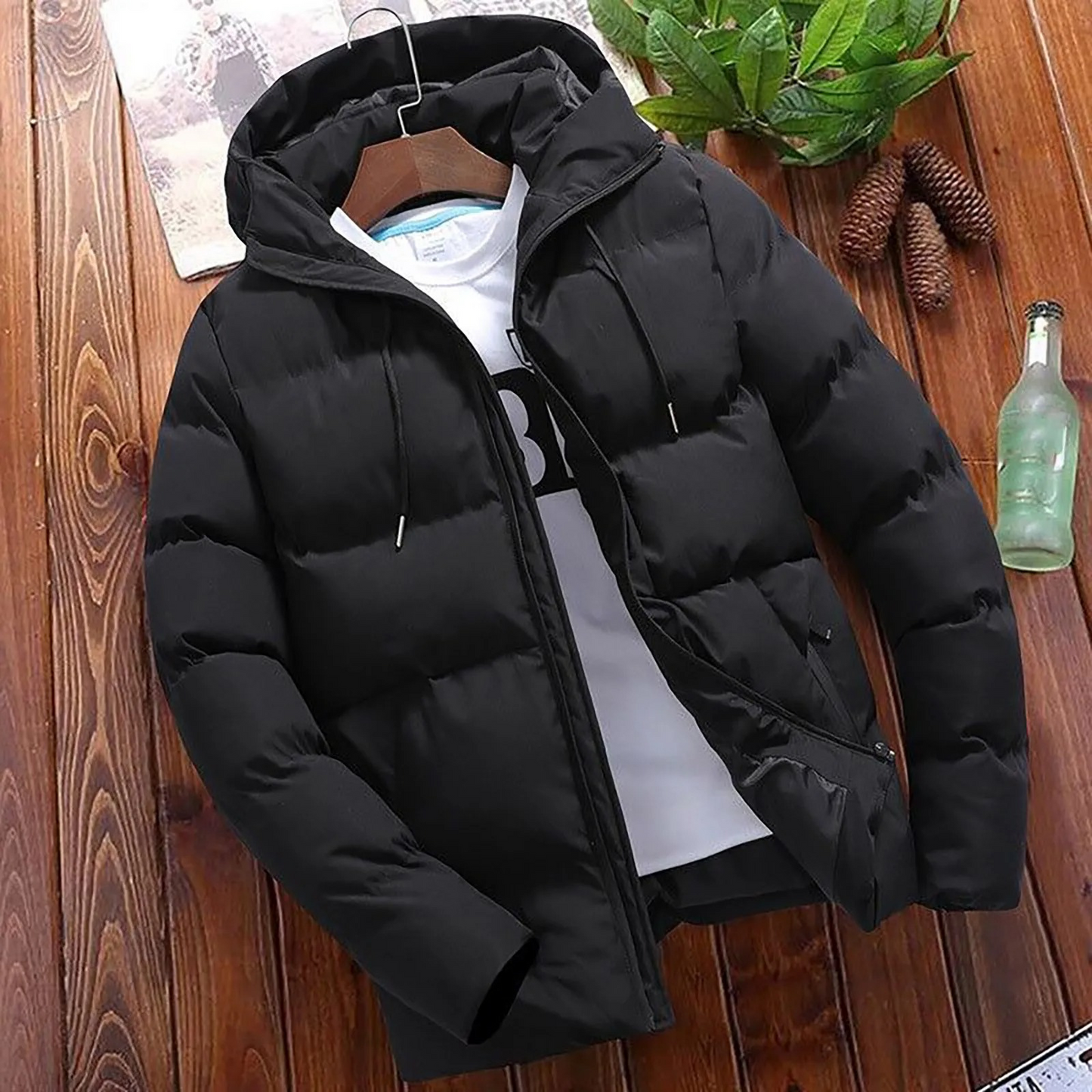 Insulated Waterproof Men's Puffer Coat with Zip