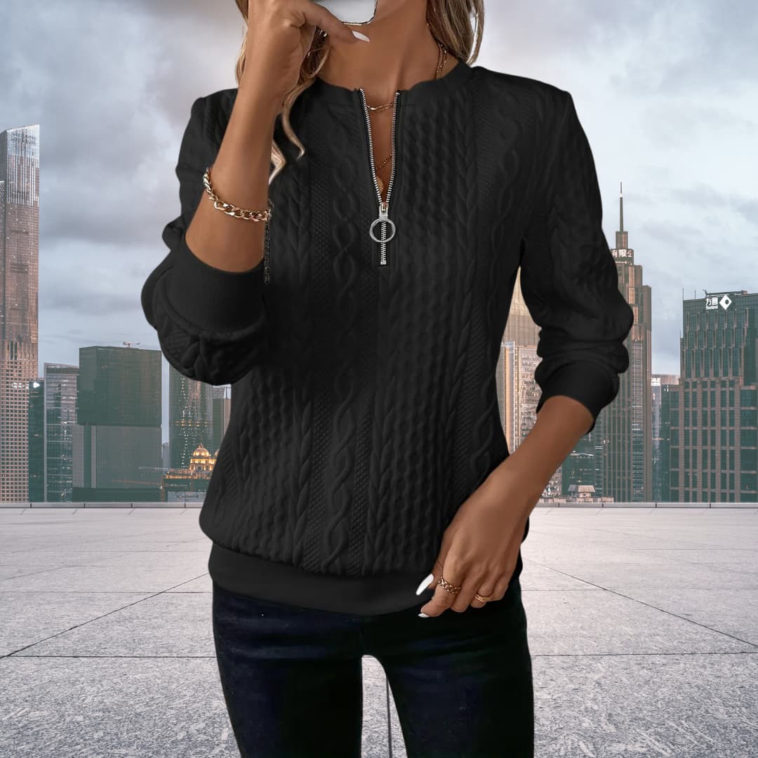 Cozy Women's Cable Knit Zip Sweater